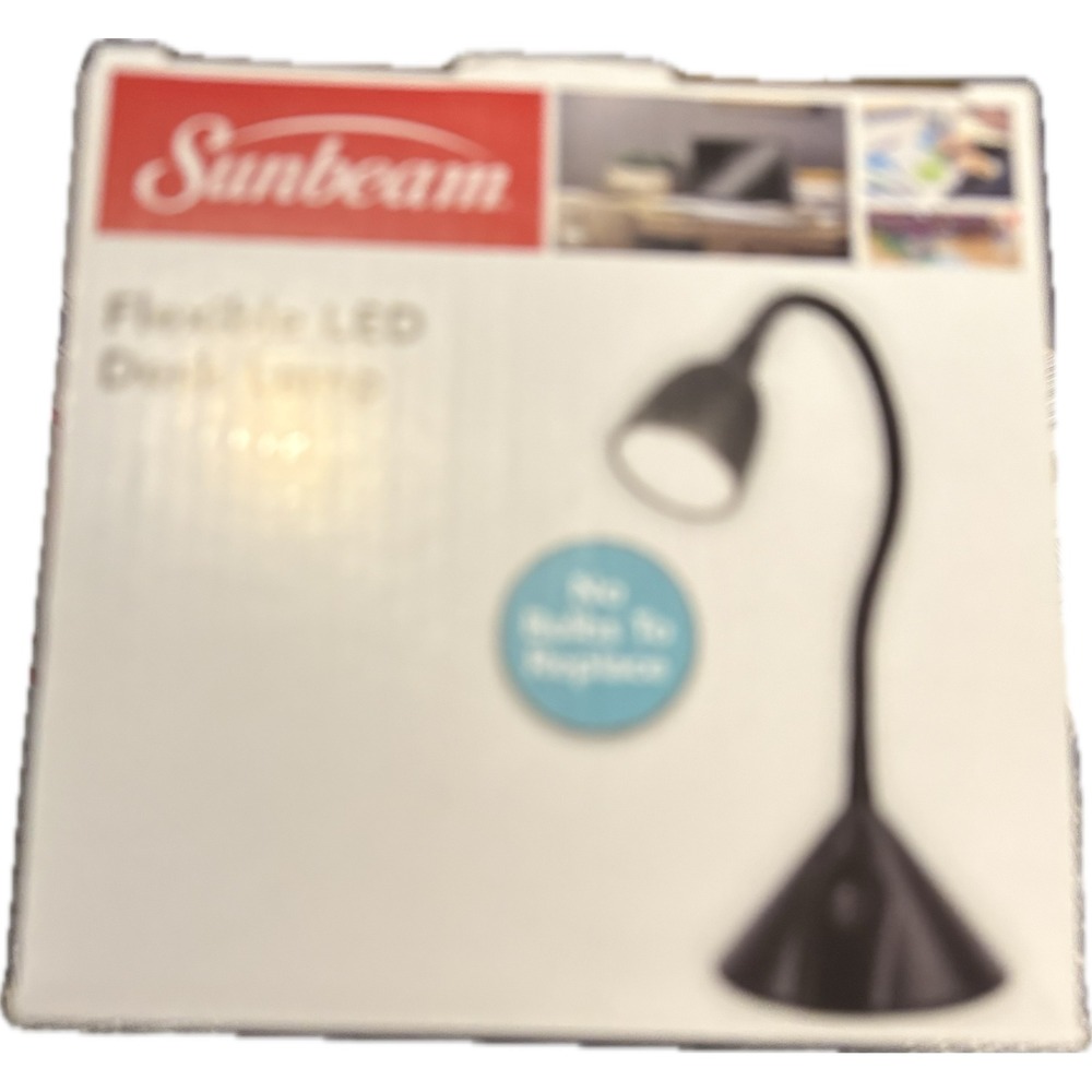 Sunbeam Flexible LED‎ Desk Lamp Black Silicone Neck 300 Lumens 3.5W Energy Star